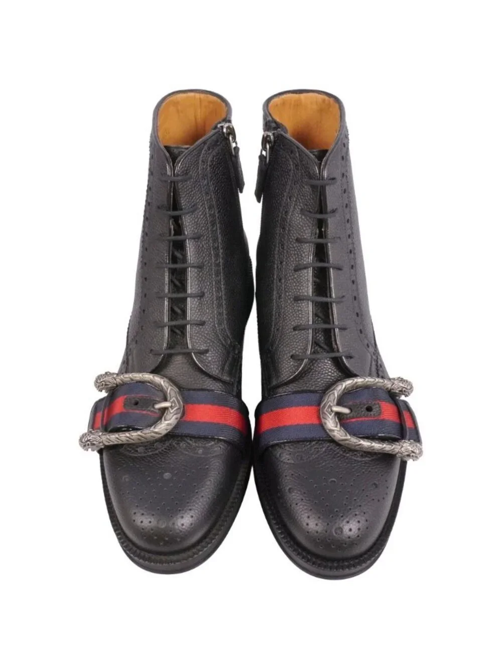 Gucci Boots Side Zipper Lace Up Web Strike